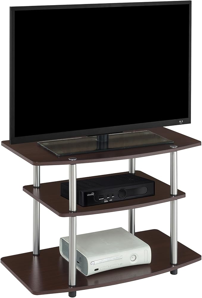 Convenience Concepts Designs2Go No Tools 3-Tier Stand Entertainment Center 37 Inches, Modern TV Console with Shelves for Living Room, 31.5", Espresso