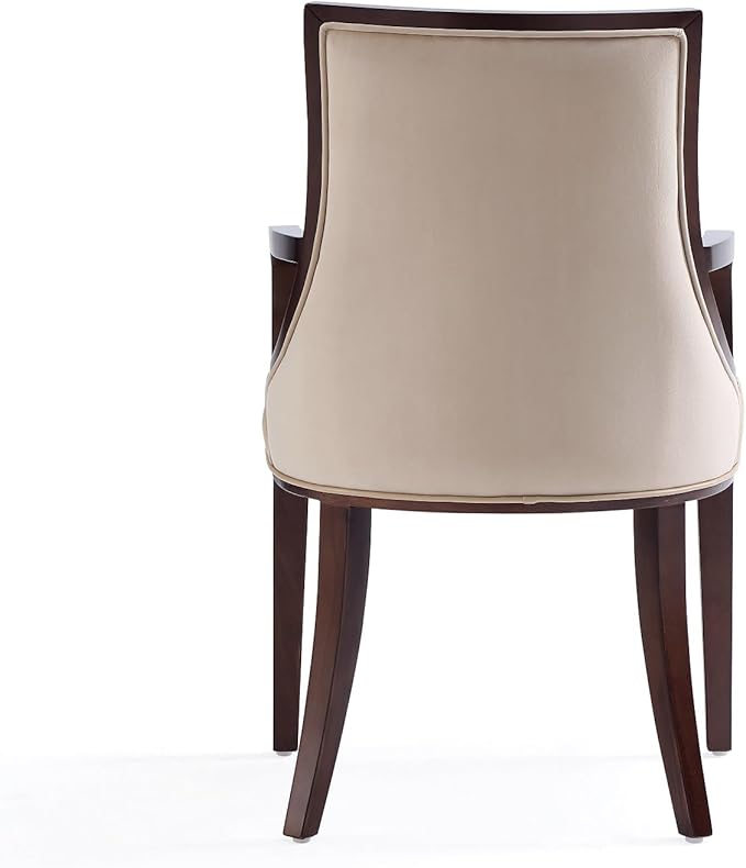 Manhattan Comfort Grand Faux Leather Dining Chair with Arms, Padded Wingback Seat, Fine Rectangular Stitching and Solid Wood Frame, Set of 1, Tan