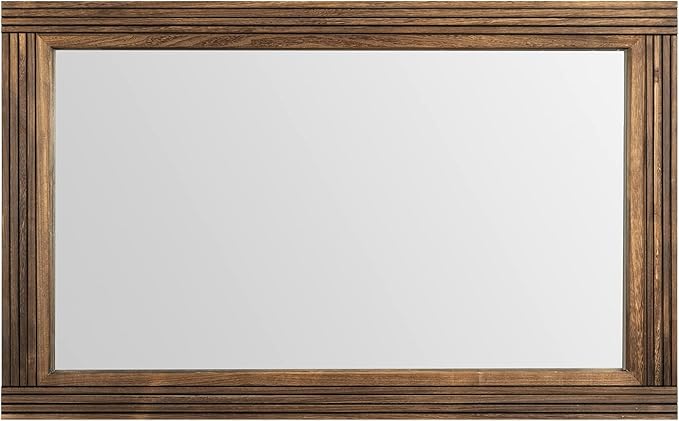 YOSHOOT Hand-Made Wooden Spliced Wall Mirror for Bathroom, Rustic Farmhouse Vanity Mirror, Décor Wall Art, Solid Wood Frame, Vertical or Horizontal Hanging