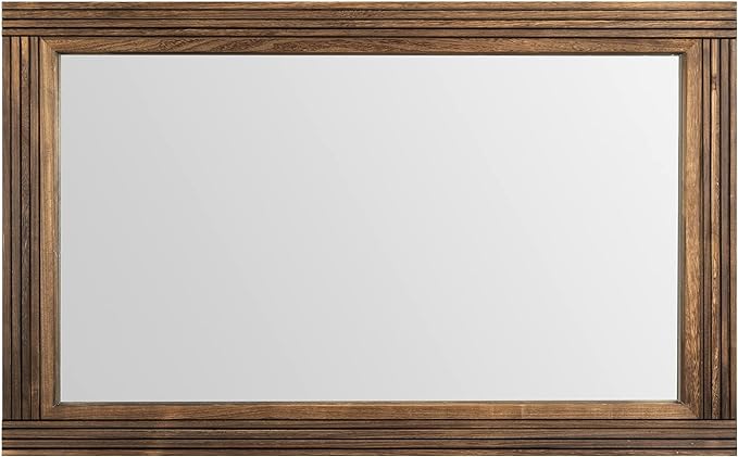 YOSHOOT Hand-Made Wooden Spliced Wall Mirror for Bathroom, Rustic Farmhouse Vanity Mirror, Décor Wall Art, Solid Wood Frame, Vertical or Horizontal Hanging, 60" x 30", Brown