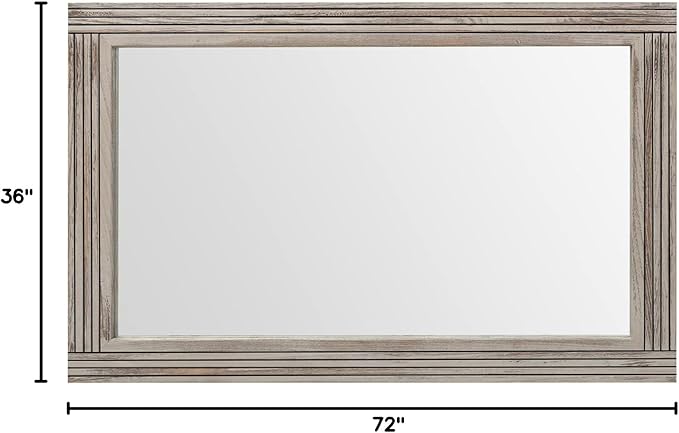 YOSHOOT Hand-Made Wooden Spliced Wall Mirror for Bathroom, Rustic Farmhouse Vanity Mirror, Décor Wall Art, Solid Wood Frame, Vertical or Horizontal Hanging, 72" x 36", Grey