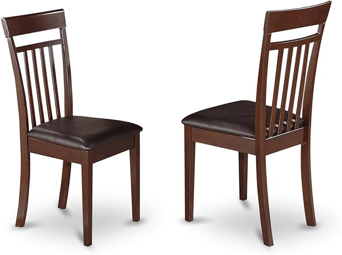East West Furniture ANCA5-MAH-LC 5 Piece Dining Table Set for 4 Includes a Round Kitchen Table with Pedestal and 4 Faux Leather Dining Room Chairs, 36x36 Inch, Mahogany