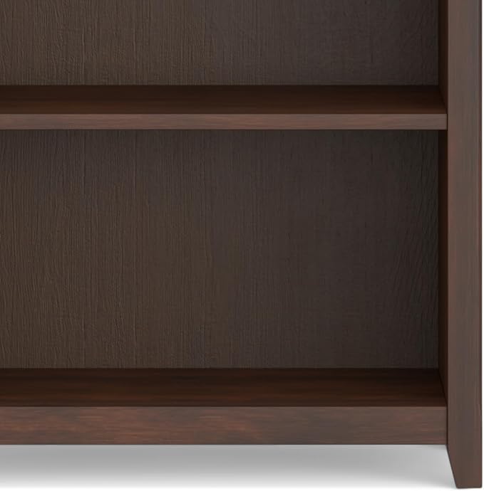 SIMPLIHOME Amherst Bookcase - 70 inch Tall 5-Shelf Solid Wood Bookshelf in Russet Brown, Transitional Storage for Living Room, Study Room or Office with Adjustable Shelves and Tapered Legs
