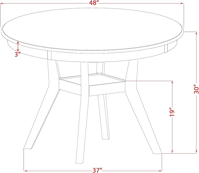 F58-0N-TP - Modern Dining Table with Acacia Wood Round Tabletop, Antique Walnut Finish