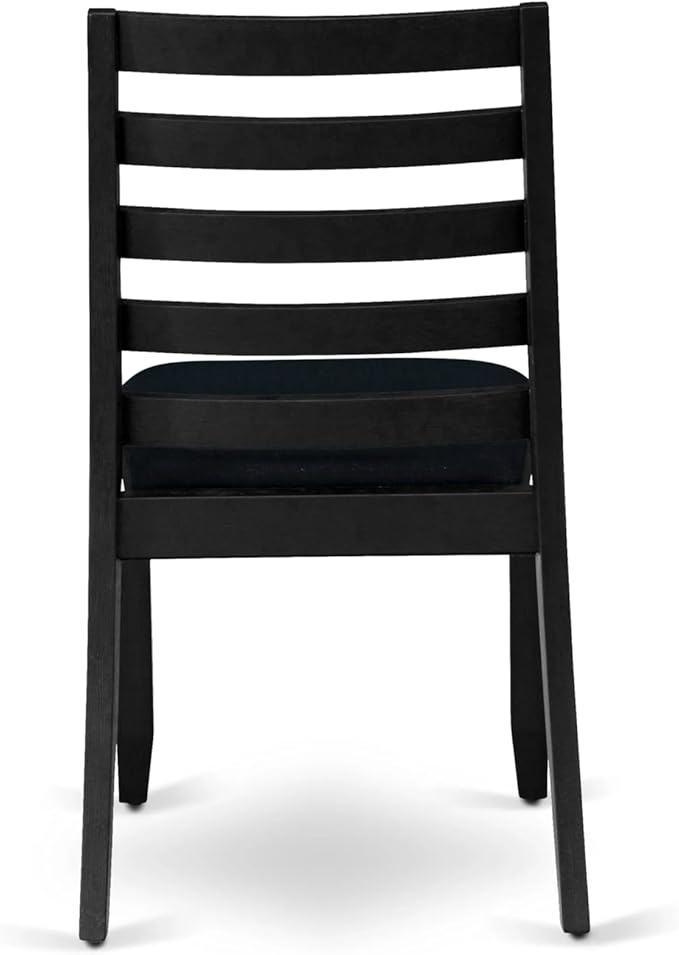 East West Furniture LGX19-BLK-24 -9 Piece Dining Set Includes a Rectangular Kitchen Table with Black Tabletop and 8 Stackable Polyester Fabric Chairs, Black