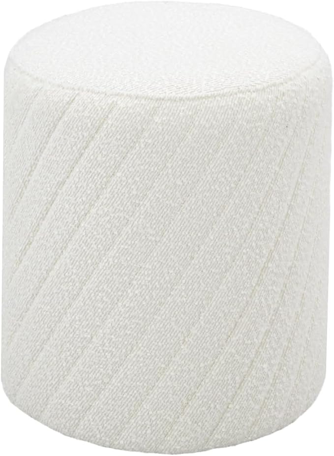 Get Set Style Modern Round Ottoman with Soft Padded Seat, Multifunctional Vanity Chairs for Makeup, Upholstered Footrest Stool Ottoman Foot Stool for Living Room, Bedroom