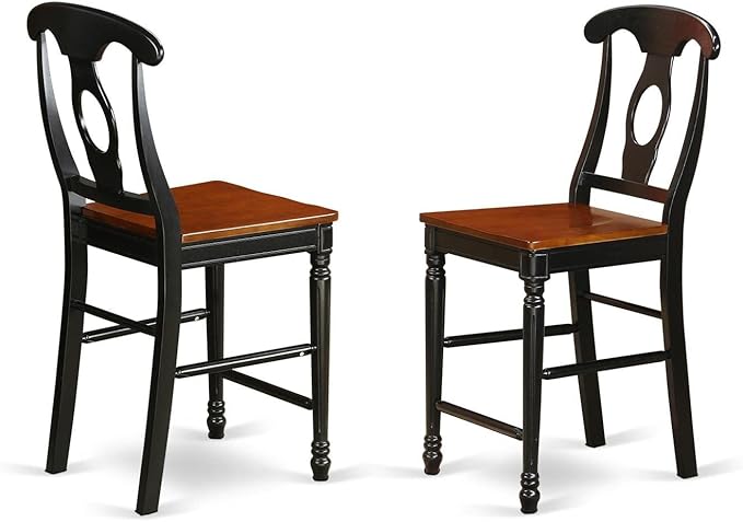 East West Furniture JAKE5-BLK-W 5 Piece Counter Height Pub Set Includes a Round Dining Table with Pedestal and 4 Dining Room Chairs, 36x36 Inch, Black & Cherry