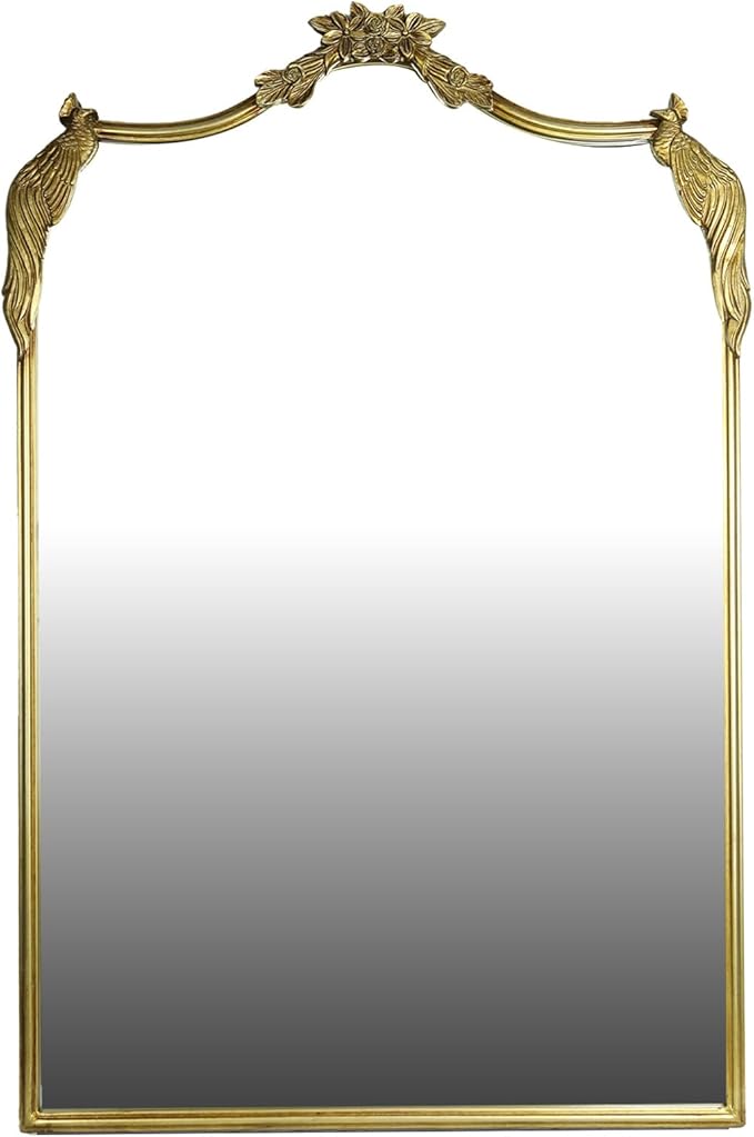 European Retro Mirror, Wall Mirror, Traditional Retro Baroque Mirror, Traditional Gorgeous Arched Wall Mirror，Can be Used for Decoration