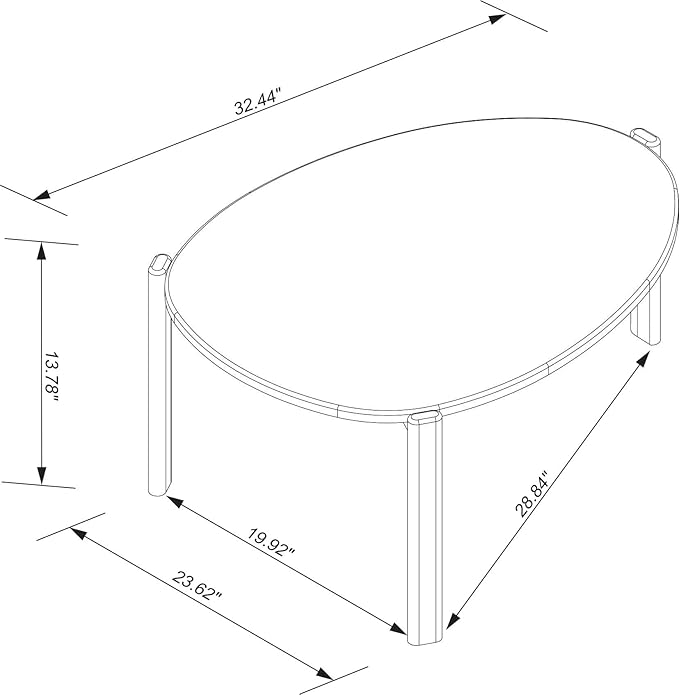 Manhattan Comfort Gales Mid Century Modern Coffee Table with Oval Triangle Shaped Top, Accent Furniture for Living Room Made from Solid Eucalyptus Wood, Matte Black
