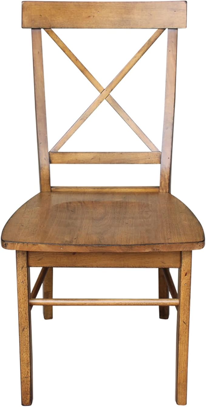 International Concepts Set of Two X-Back Dining Chair, Pecan