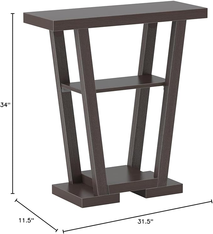 Convenience Concepts Newport V Console Table 31.5" - Modern Sofa Table with Storage Shelves, Narrow Entryway Hall Table for Living Room, Espresso