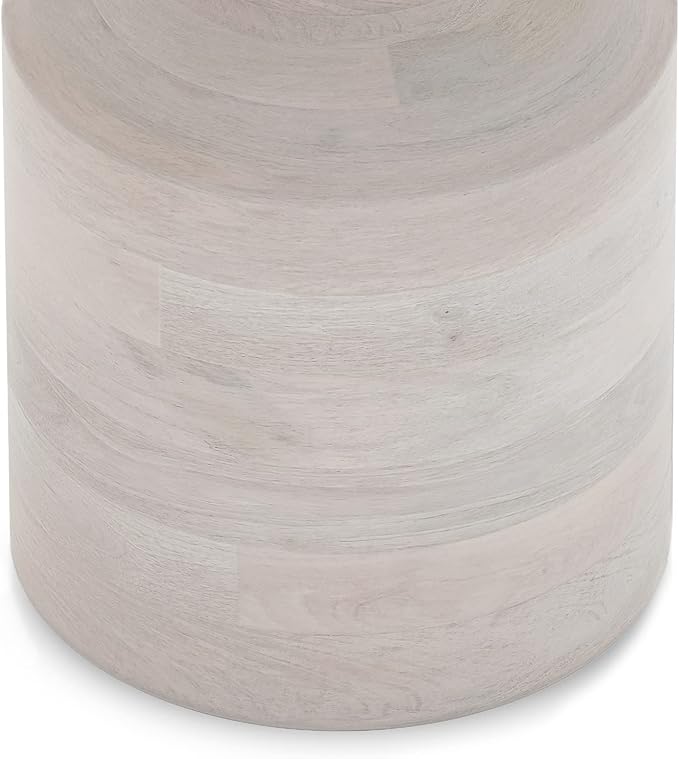 SIMPLIHOME Haynes 16-inch Wide Solid Mango End Table in White Wash, Handcrafted Boho-Style Accent Table for Living, Bedroom, or Home Office, Assembled