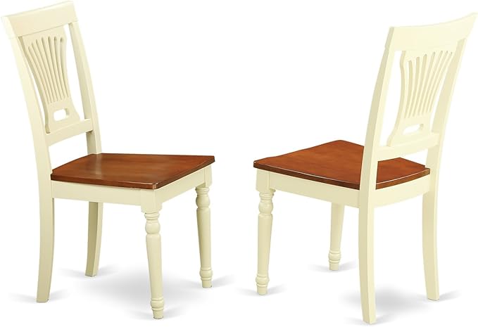 East West Furniture PLAI7-WHI-W 7 Piece Modern Dining Table Set Consist of an Oval Wooden Table with Butterfly Leaf and 6 Dining Room Chairs, 42x78 Inch, Buttermilk & Cherry