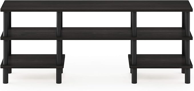 Furinno Turn-N-Tube 3-Tier Multipurpose Wide Shelf TV Stand, Espresso/Black