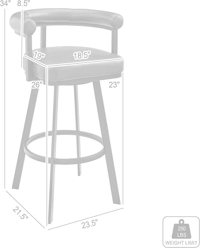 Armen Living Magnolia Swivel Counter Stool in Brushed Stainless Steel with White Faux Leather