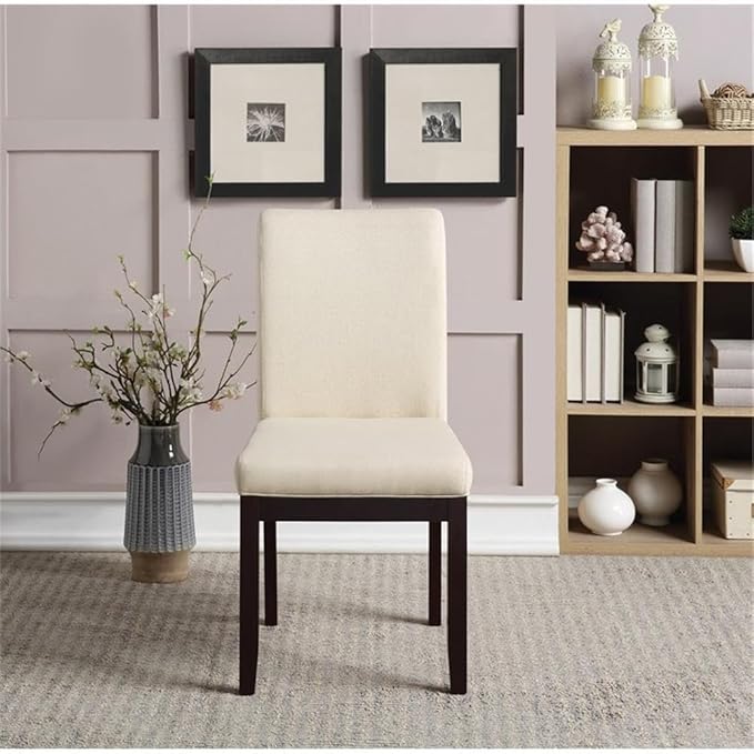 OSP Home Furnishings Dakota Upholstered Parsons Chair with Espresso Finish Wood Legs, Linen