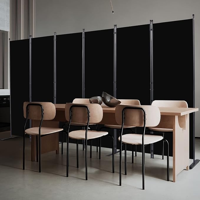 Room Divider, 6 Panel Folding Privacy Screens with Wider Support Feet, 6 Ft Portable Room Partition for Room Separator, 132" W X 71" H, Black