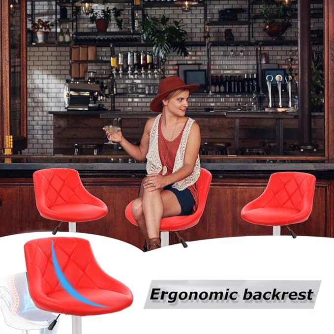 Bar Stools Barstools Swivel Stool Set of 2 Height Adjustable Bar Chairs with Back PU Leather Swivel Bar Stool Kitchen Counter Stools Dining Chairs