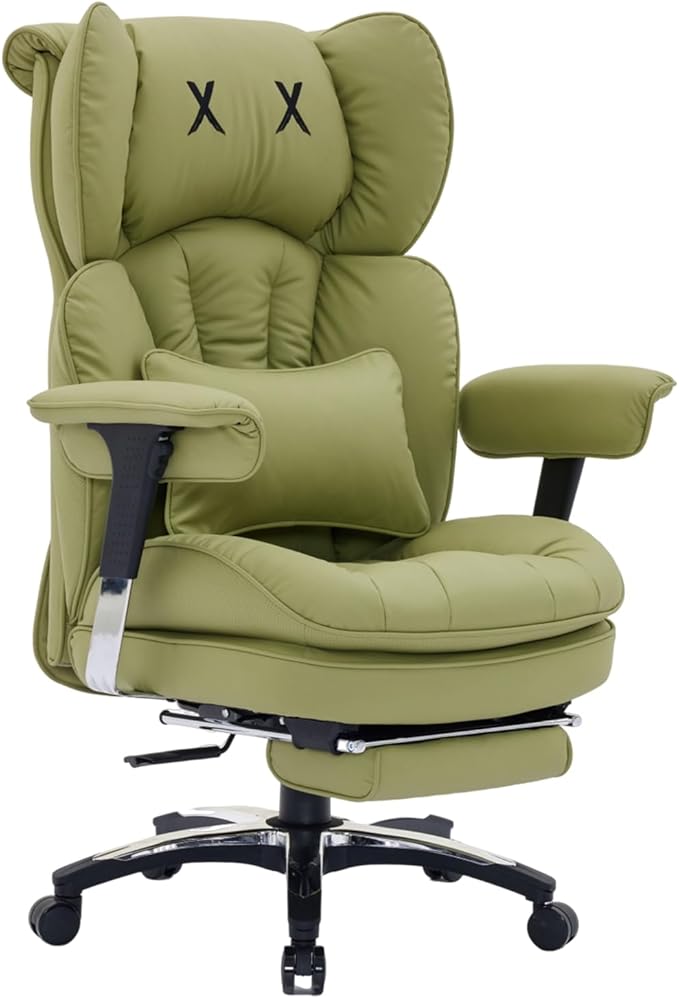 Efomao Big and Tall Office Chair with Footrest – High Back Computer Chair with Adjustable Armrests，Executive Office Chair with Wide Seat, Modern Desk Chair for Home Office, Gaming, or Study, Green