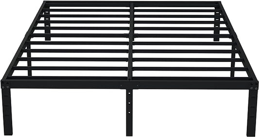 EMODA 14 Inch Full Size Bed Frame Heavy Duty Metal Platform No Box Spring Needed, Easy Assembly Noise Free, Black