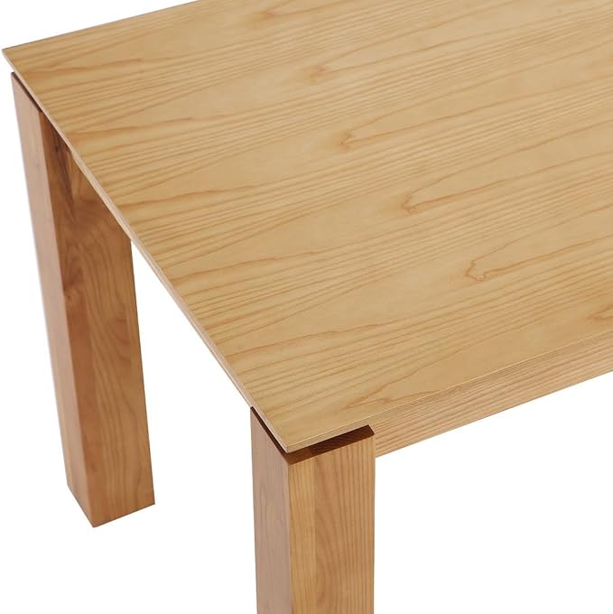 Manhattan Comfort Rockaway 70.86" Modern Solid Wood Dining Table for 8 - Unique Raised Beveled Top & Natural Wood Grain Finish, Durable & Elegant Kitchen Furniture, Nature