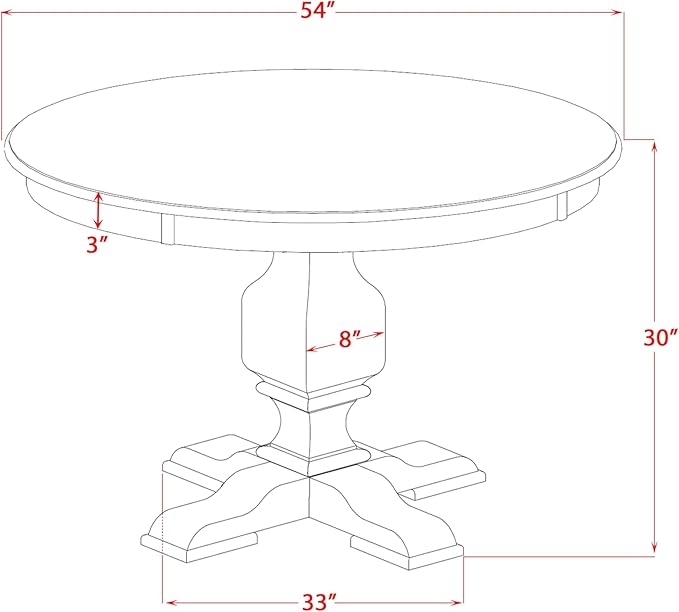 F53-0N-TP - Modern Dining Table with Acacia Wood Round Tabletop, Antique Walnut Finish