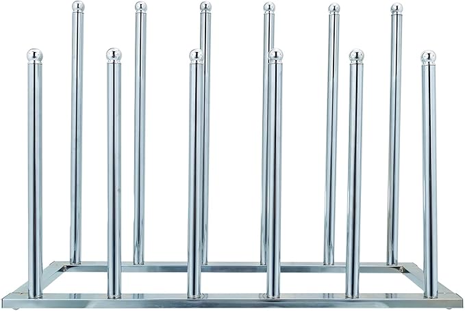 MyGift Modern Chrome Plated Metal 6 Pair Tall Boot Rack Display Holder, Freestanding Entryway or Closet Shoes and Boot Stand Organizer, Made in Taiwan