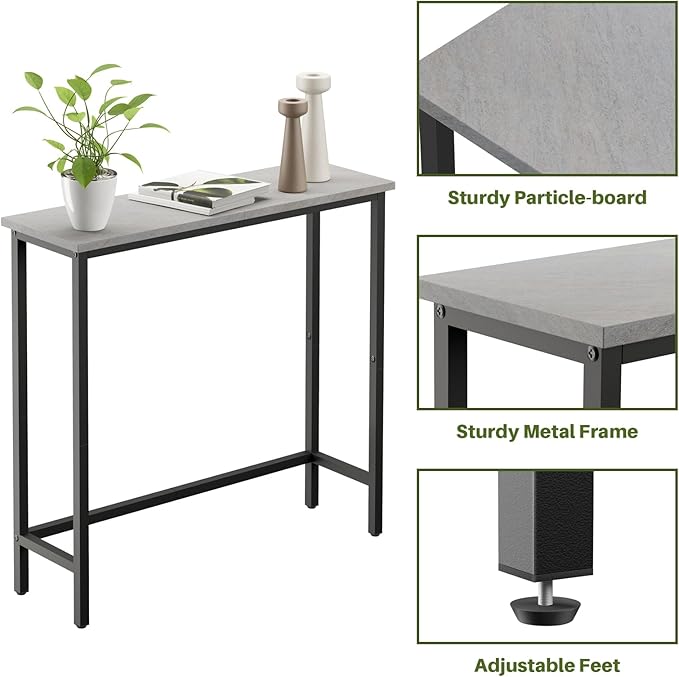 HollyHOME Narrow Hallway Table, 29.5" Small Console Table, Slim Entryway Table, Sofa Table, for Hallway, Bedroom, Living Room, Foyer, Dark Grey Visit The Store