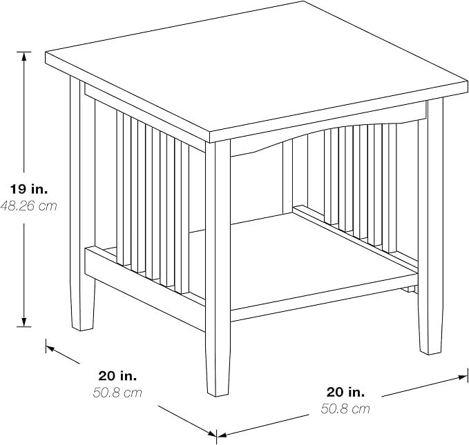 OSP Home Furnishings Sierra End Table with Lower Storage Shelf and Mission Style Side Panels, Ash Brown