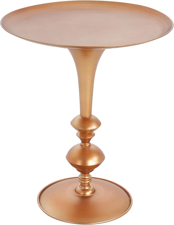 Christopher Knight Home Dolia Decorative Small End Table, Indoor Round Side Table with Unique Rounded Leg, Antique Gold Finish Coffee Table, Vintage Metal Accent Furniture, Multi Functional, Gold