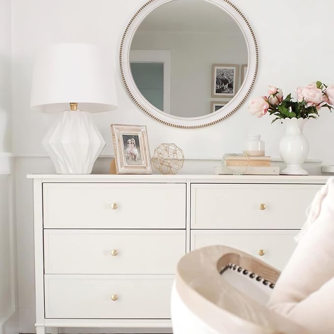 sawsile Wood Circle Mirror,Rustic Farmhouse Wall Mirror 28 inch Round Morden Decoration Wood Large Mirror White Accent Mirror for Bedroom,Living Room