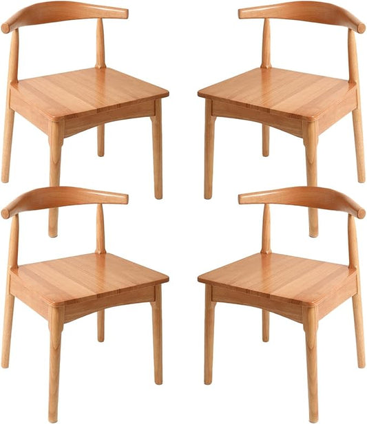 DELAVIN Solid Wood Dining Chairs Set of 4, Farmhouse Dining Room Chairs with Curved Backrest, Mid Century Modern Dining Chair for Living Room, Kitchen, Bedroom, Oak