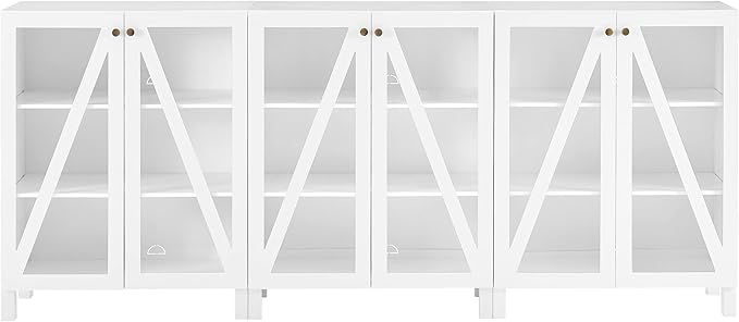 Crosley Furniture Cassai 3-Piece Entertainment Center TV Stand, Media Console, Vinyl Record Storage, White