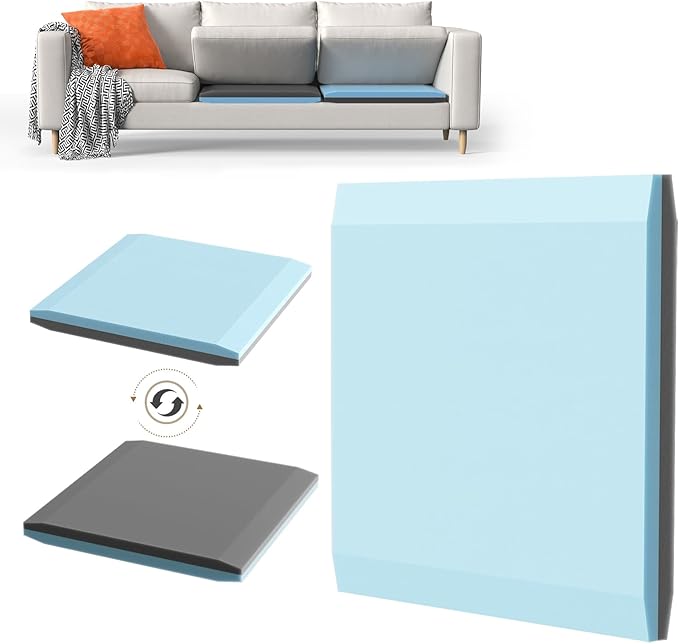 Couch Cushion Support for Sagging Cushions 20''x20'', Two in One Sofa Cushion Support to Repair Sagging Seats, Lift Saggy Seats, Extend Couch's Life, Blue & Grey 1PC