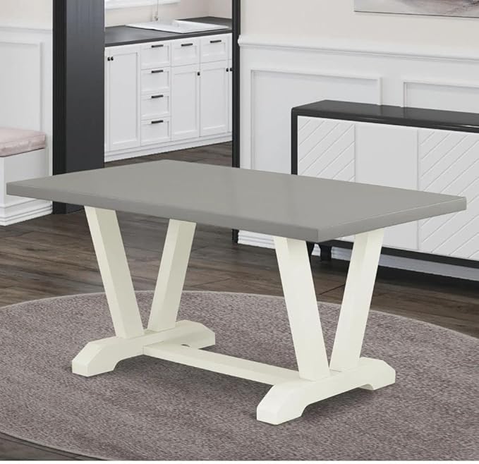 East West Furniture VT096 V-Style Mid-Century Modern Dining Table - a Rectangle Wooden Table Top with Stylish Legs, 36x60 Inch, Multi-Color