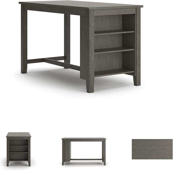 Signature Design by Ashley Caitbrook Rustic Counter Height Dining Table with Storage, Dark Gray
