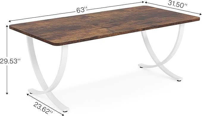 Tribesigns Executive Desk, 63” W x 31.5” D Large Office Desk, Modern Computer Desk Conference Table Meeting Room Table, Business Furniture for Home Office, White and Walnut