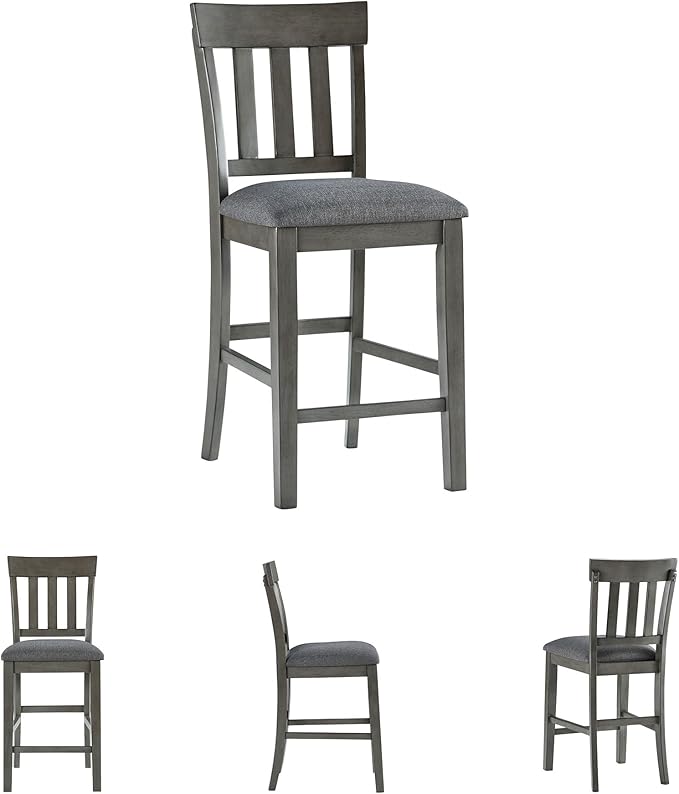 Signature Design by Ashley Hallanden Modern Farmhouse 25.75" Counter Height Upholstered Barstool, Set of 2, Dark Gray