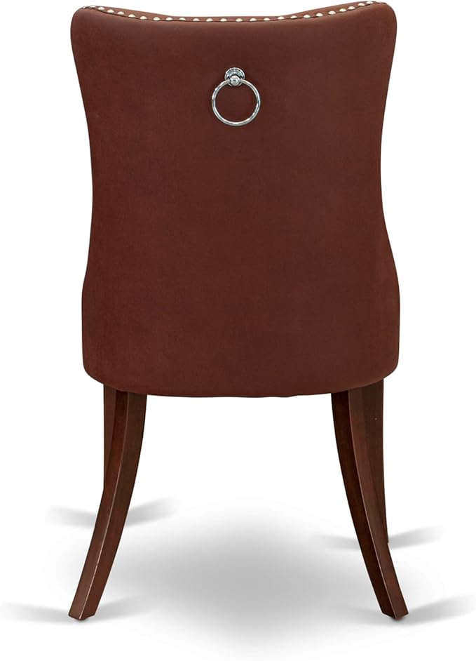 East West Furniture DODA5-MAH-26 5 Piece Dinette Set Consists of a Rectangle Dining Table with Butterfly Leaf and 4 Polyester Fabric Parson Chairs, 42x78 Inch, Mahogany