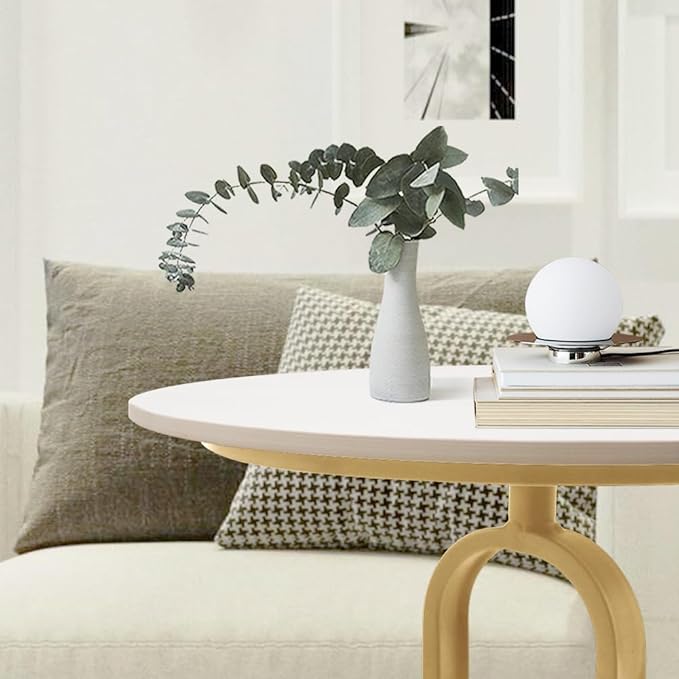 Side Table with Marble Top Metal Pub Bar Round Table Modern Sofa Side End Table Coffee Tray Side Desk for Couch Living Room Bedroom Gold