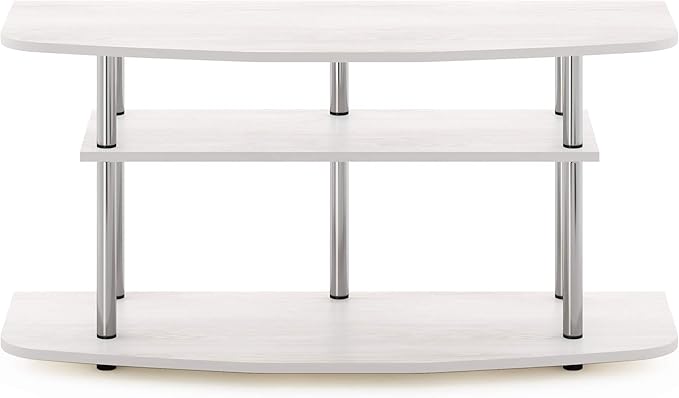 Furinno Frans Turn-N-Tube TV Stand for TV Size up to 43 Inch, 3-Tier, White Oak