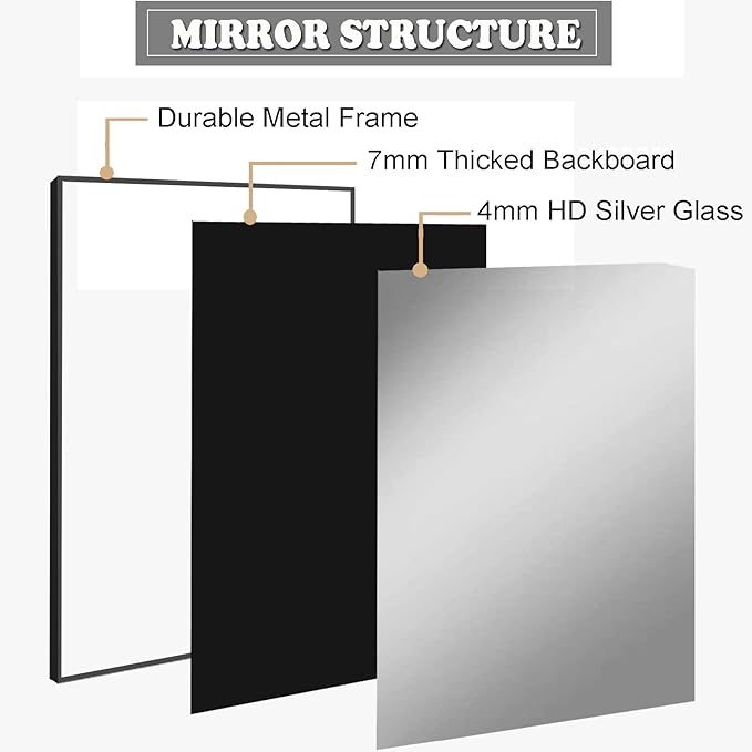 Bathroom Mirror 30x40 Inch, Black Frame Mirror 30"x40", Rectangle Wall Mounted Mirror, Metal Framed Vanity Mirror for Wall 30 by 40, Modern Mirror Hangs Horizontal Or Vertical