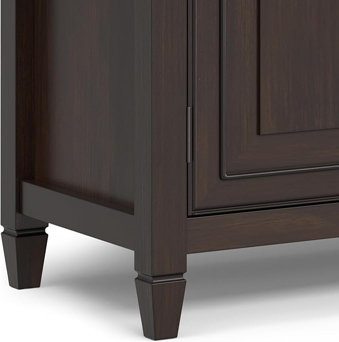 SIMPLIHOME Connaught SOLID WOOD 67 inch Wide Traditional Large Sideboard Buffet Storage Cabinet in Dark Chestnut Brown for the Living Room, Entryway and Family Room