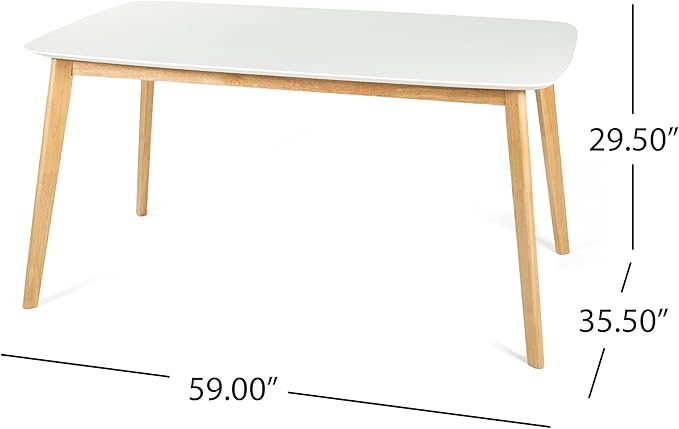 5-Piece Dining Set, Mid-Century Modern Solid Wood Table & Chair Set for 4, Kitchen, Dining Room, Restaurant, Natural Oak+Beige