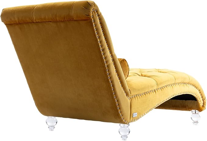 HomSof Modern Armless Velvet Chaise Lounge Indoor Chair with Solid Acrylic Legs