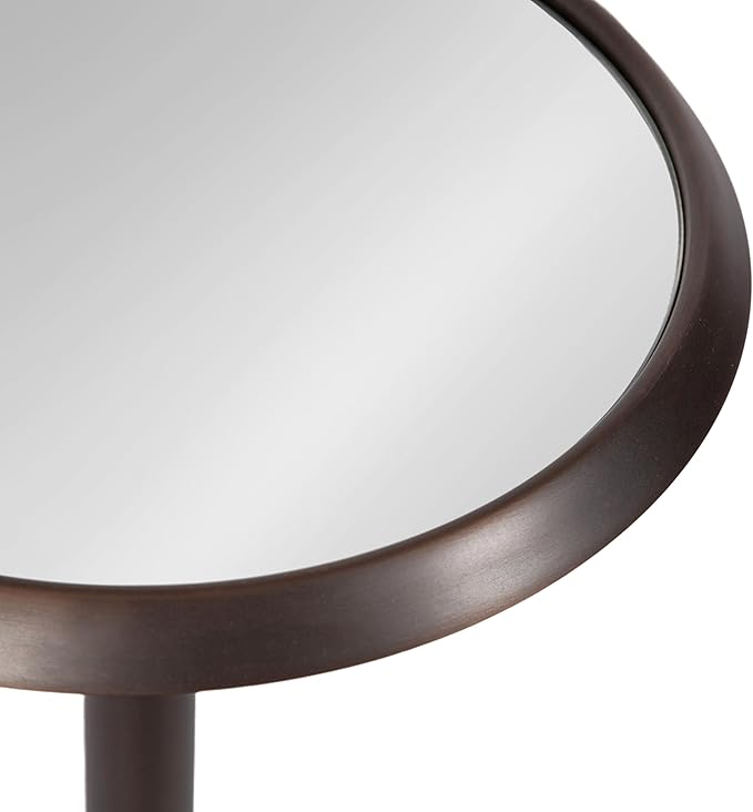 Kate and Laurel Sanzo Modern Pedestal Drink Table; 10 x 10 x 23; Antique Bronze; Decorative End Table with Mirrored Tabletop for Use as Small Plant Stand or Cute Martini Table