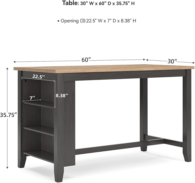 Signature Design by Ashley Gesthaven Contemporary Counter Height Dining Table with 3 Shelves and Trestle Base, Light Brown & Dark Brown