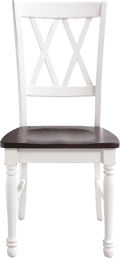 Crosley Furniture Shelby 6-Piece Traditional Dining Table Set for 7 with 4 Chairs and a Wood Bench, Distressed White