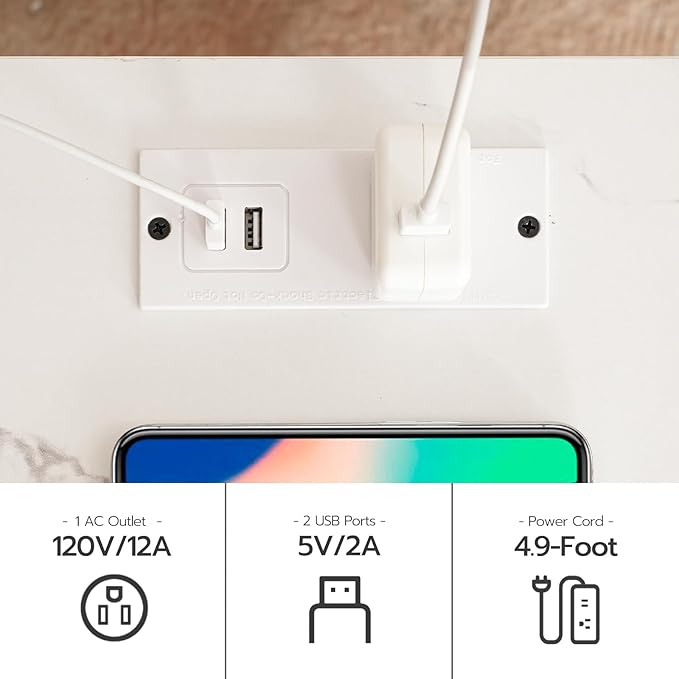 HOOBRO Side Table with Charging Station, Set of 2 End Tables with USB Ports and Outlet, Nightstand with 2-Layer Storage Shelves for Small Spaces, Living Room, Bedroom, Gold and Marble DM09UBZP201