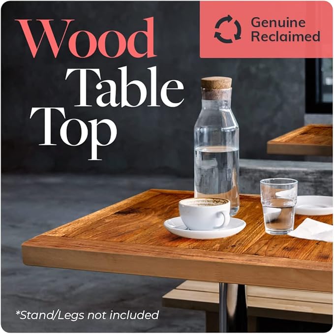 Reclaimed Wood Table Top - Rustic Recycled Solid Wooden Piece Perfect for Signs, Counters, Kitchens Table Tops (Reclaimed Wood Tabletop with Breadboard Ends, 30" x 30")